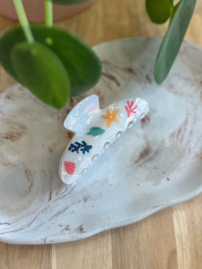 White Seashell Claw Clip