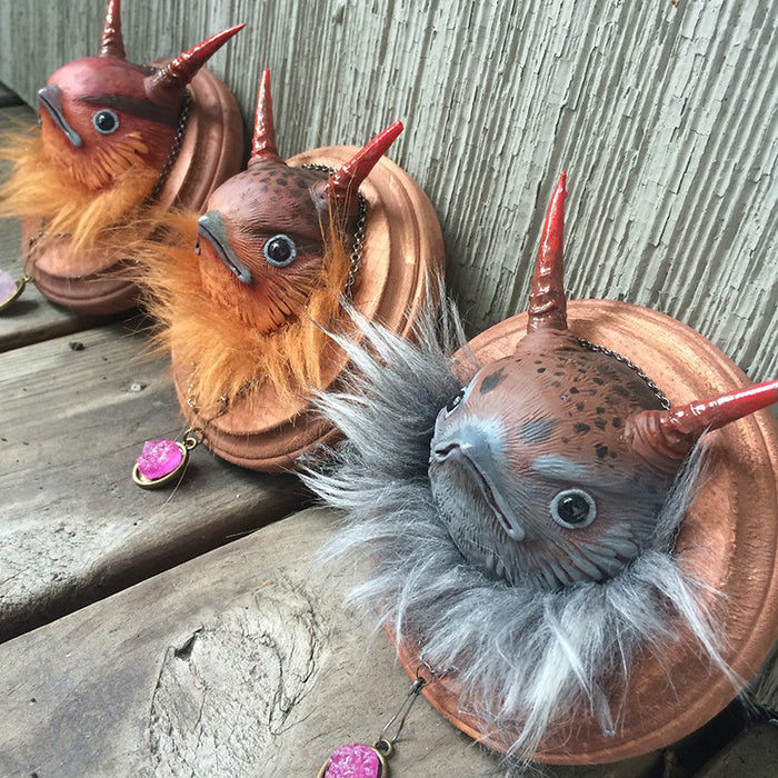 BEARDED BIRB MONSTER- FAUX TAXIDERMY HEAD