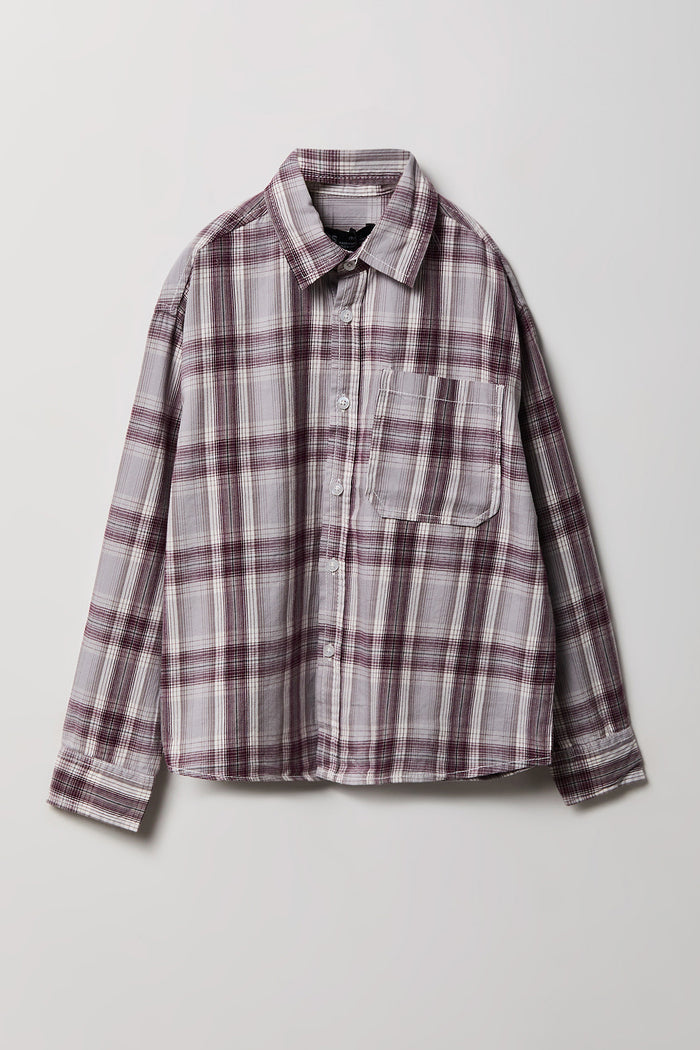 Boys Graphic Plaid Flannel Button-Up Top