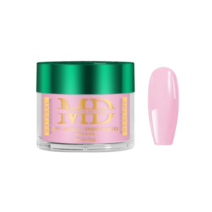 Pink nail powder in a container on a white background