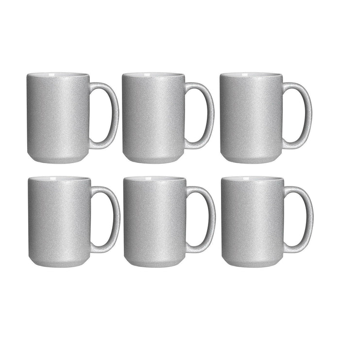 Craft Express 6 Pack 15oz Silver Glitter Sublimation Mugs.