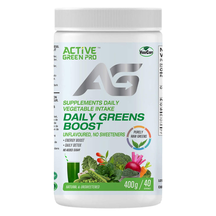 Tub of Active Green Pro Daily Greens Boost Unflavoured 400g