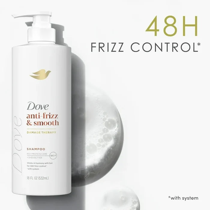 DOVE Anti-Frizz & Smooth Damage Therapy Shampoo شامبو دوف لعلاج التلف وتنعيم الشعر ومكافحة التجعّد