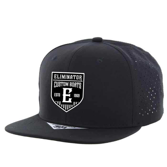 Eliminator Custom Boats Hydro Performance Snapback Flat Bill Hat - Black/White