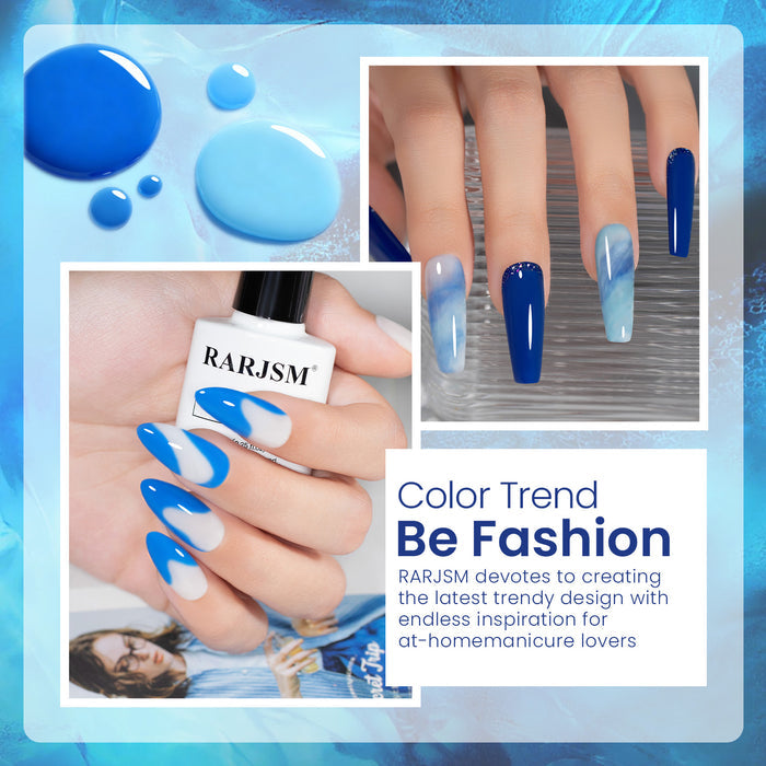 Flash Sale Frozen Blue Gel Polish Set - 6 Icy Blue Gradient Shades 7.5ml TPO HEMA Free-- Limited Time 42% OFF