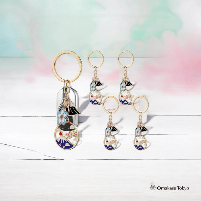 FRCOLOR Mt. Fuji & Cherry Blossom Keychain Set