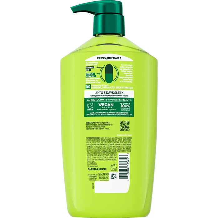 GARNIER Fructis Sleek & Shine Smoothing Conditioner Vegan Keratin + Argan Oil غارنييه بلسم تنعيم بالكيراتين النباتي وزيت الارغان