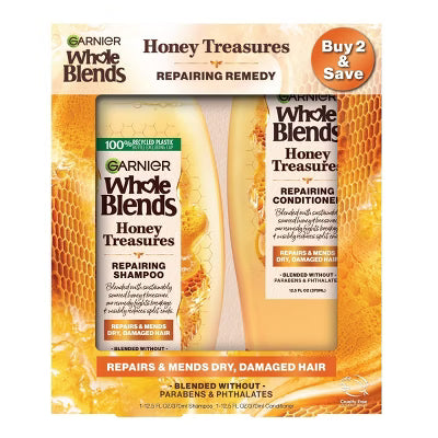 GARNIER Whole Blends Honey Treasures Repairing Shampoo & Conditioner Set شامبو وبلسم غارنييه عسل الكنوز لاصلاح الشعر