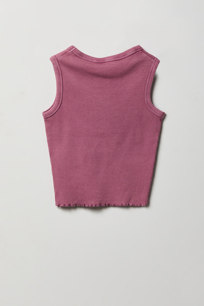Girls Studded Washed Ribbed Tank