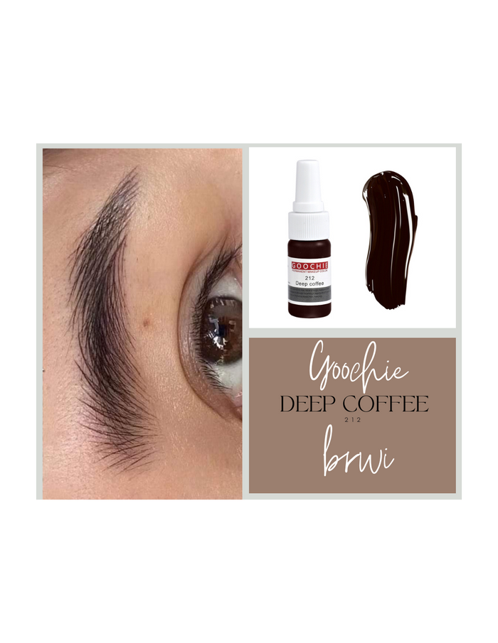 Goochie Deep Coffee 212 Micropigment Liquid Ink for Permanent Makeup - Intense, Plant-Based Formula - SD Cosmetics Care