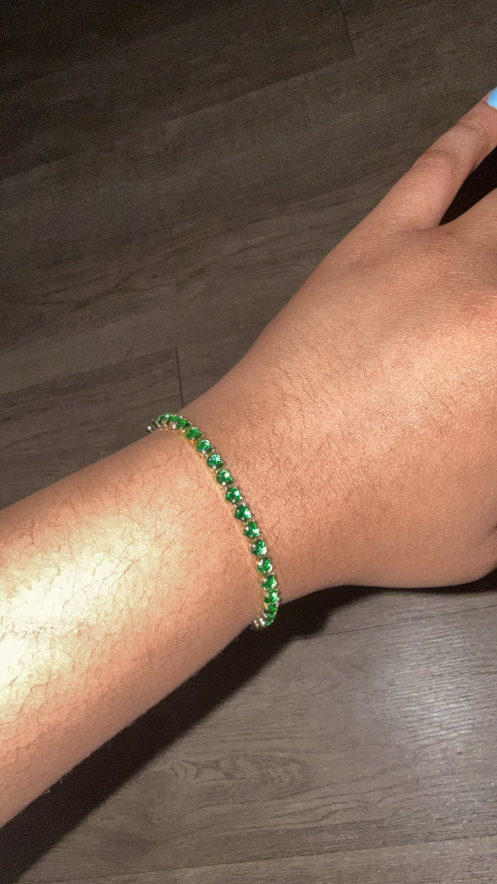 Green Heart Tennis Bracelet