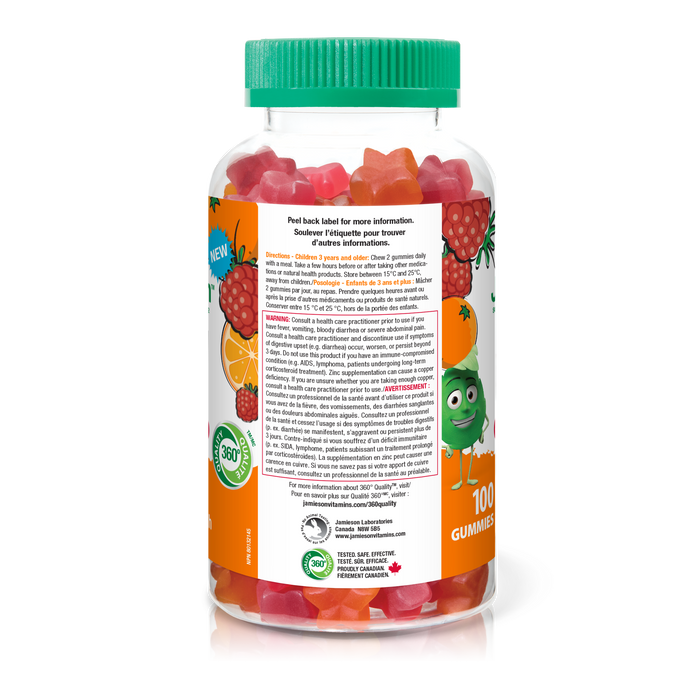 31002073 Jamieson Kids Multivitamin + Probiotic Gummies 31002073_J_GUM_KidsMulti+Probiotic_OrangeRasp_625cc_R2075_BTL_NFP