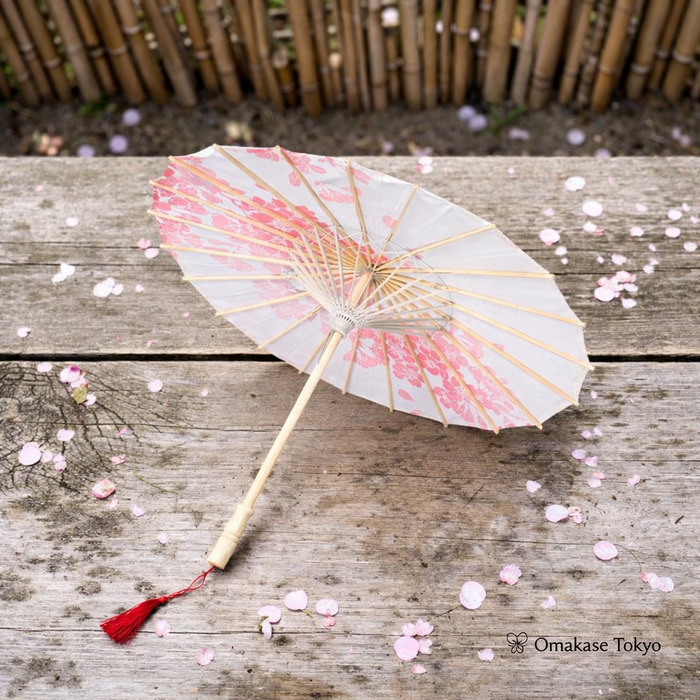 LIFKOME Japanese Paper Umbrella – Flower Pattern