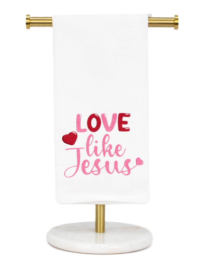 Love Like Jesus Hand Towel White/Pink/Red 20x28