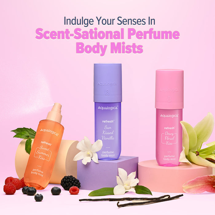 Aqualogica perfume range with colorful body mist variant