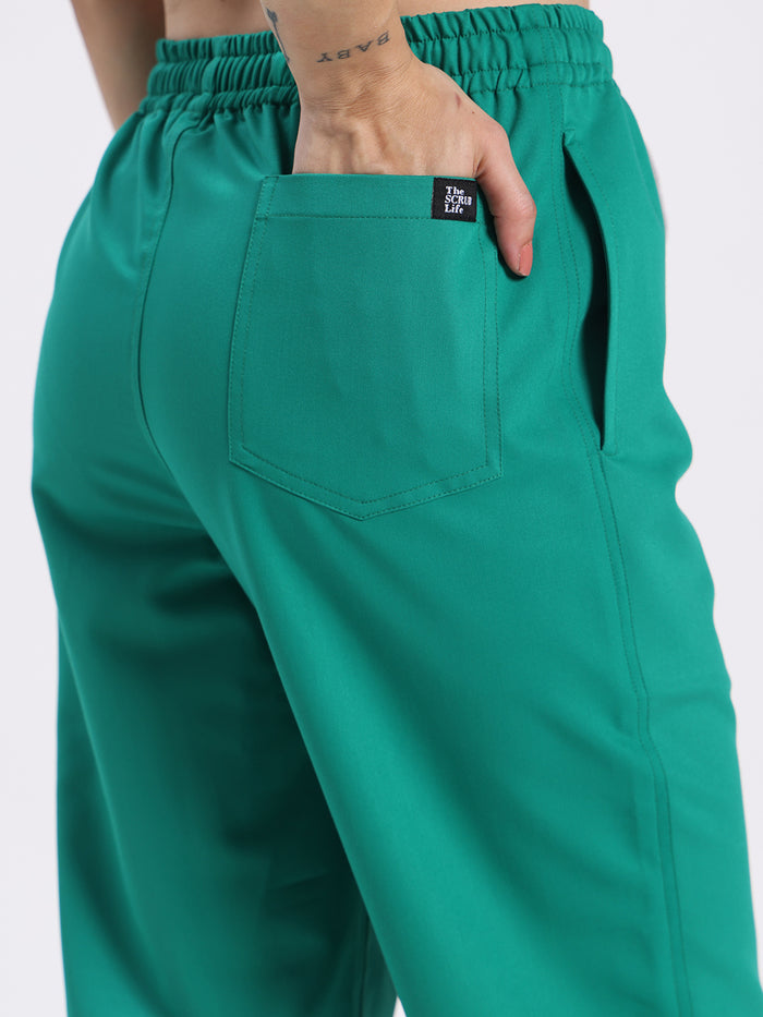 Stretchable (4Way) Women Sea Green Straight Scrub Pant