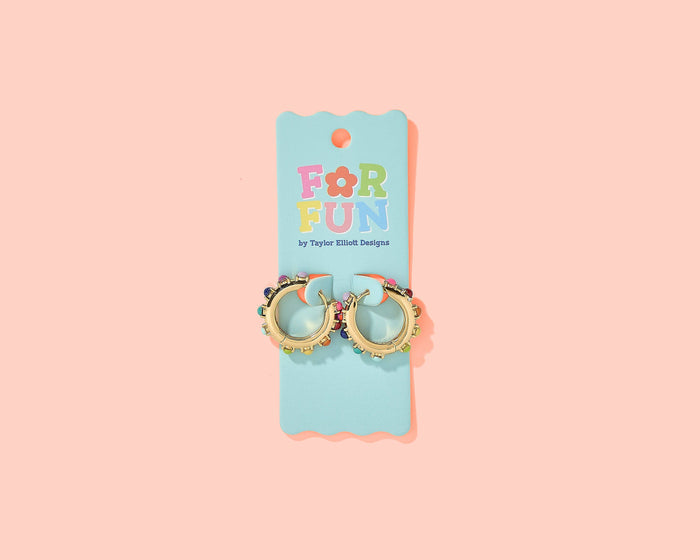 Taylor Elliott FOR FUN - Huggie Earrings - Colorful Beads - Miley