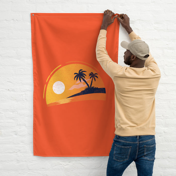 Tropical Sunset Wall Flag