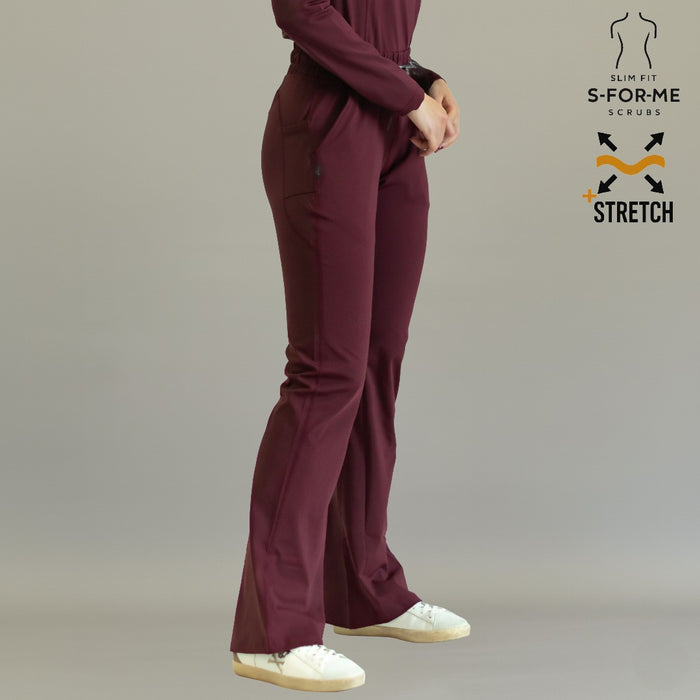 Women’s 915 Super Stretch Maroon Flare Scrub Pants