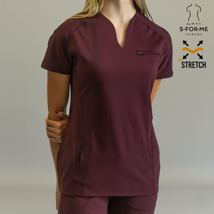 Women’s Top 915 Maroon, Super Stretch Scrubs
