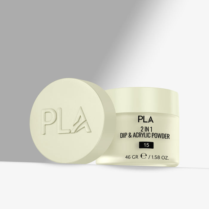 PLA 2 in 1 Dip & Acrylic Powder container on a light gray background