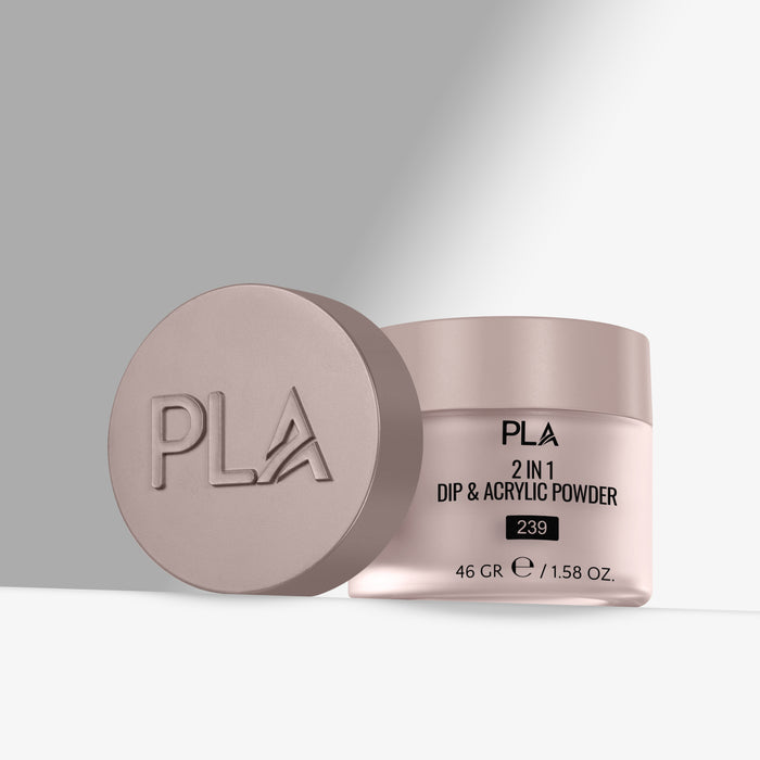PLA 2 in 1 Dip & Acrylic Powder container on a light gray background