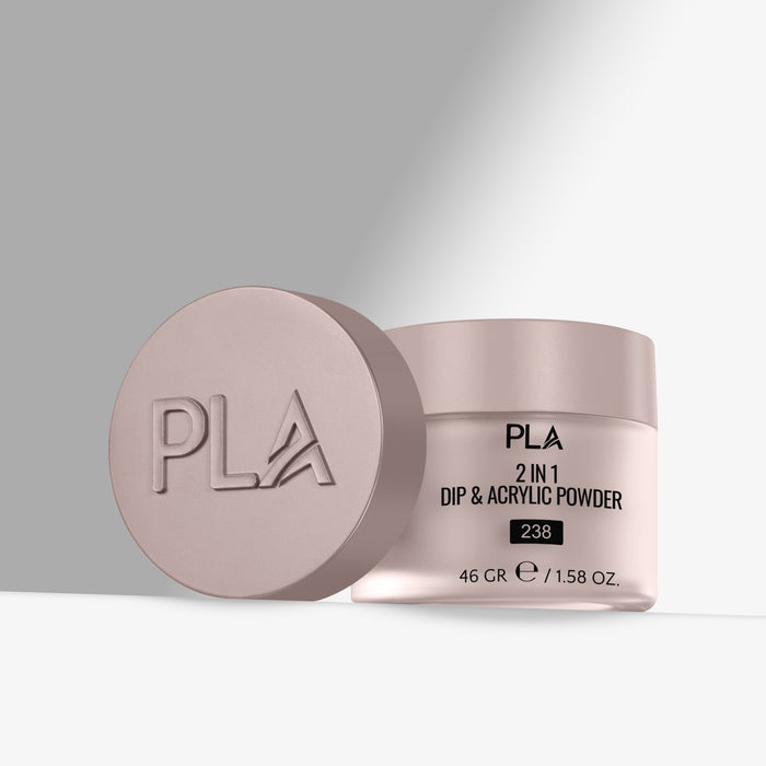 PLA 2 in 1 Dip & Acrylic Powder container on a light gray background