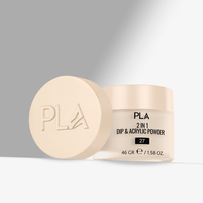 PLA 2 in 1 Dip & Acrylic Powder container on a gray background