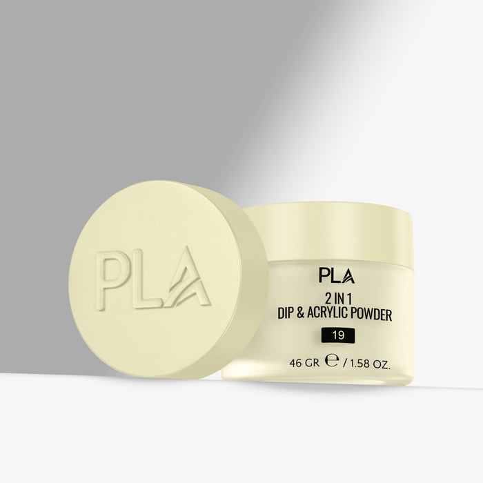 PLA 2 in 1 Dip & Acrylic Powder container on a gray background