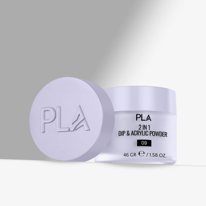 PLA 2 in 1 Dip & Acrylic Powder container on a light gray background
