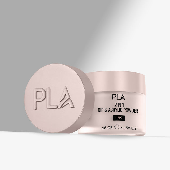 PLA 2 in 1 Dip & Acrylic Powder container on a light gray background