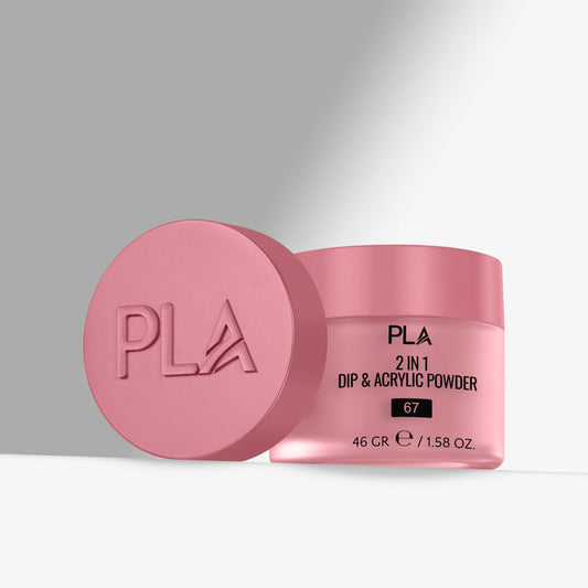 Pink container of PLA Dip & Acrylic Powder on a gray background
