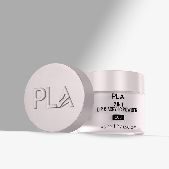 PLA 2 in 1 Dip & Acrylic Powder container on a light gray background
