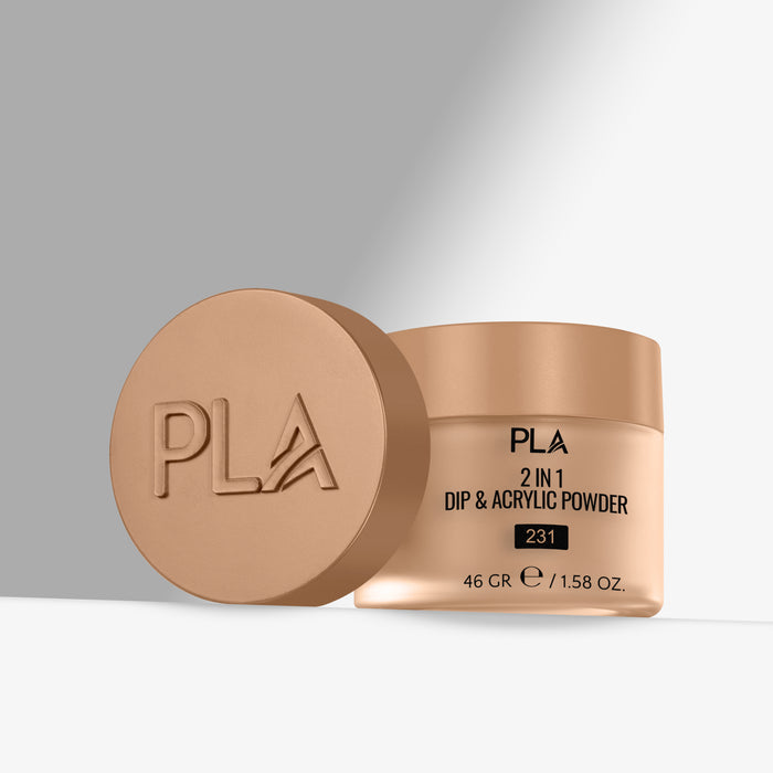 PLA 2-in-1 Dip & Acrylic Powder container with brown lid on a light gray background