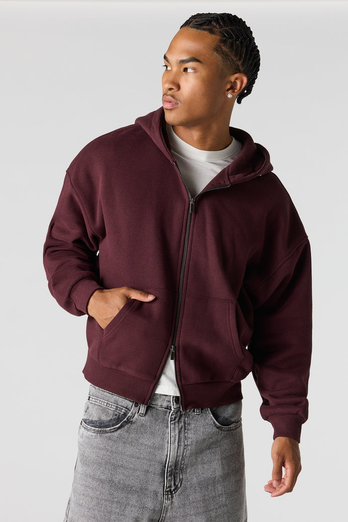 2-Way Zip-Up Boxy Fleece Hoodie