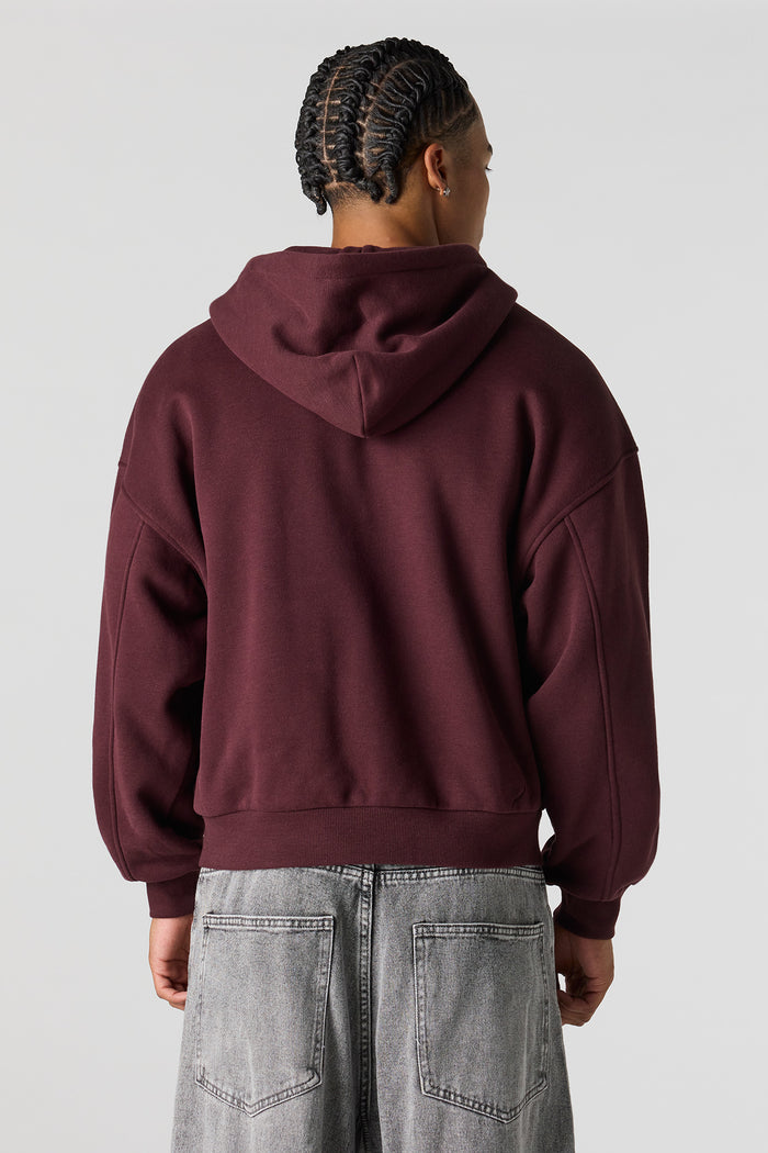 2-Way Zip-Up Boxy Fleece Hoodie