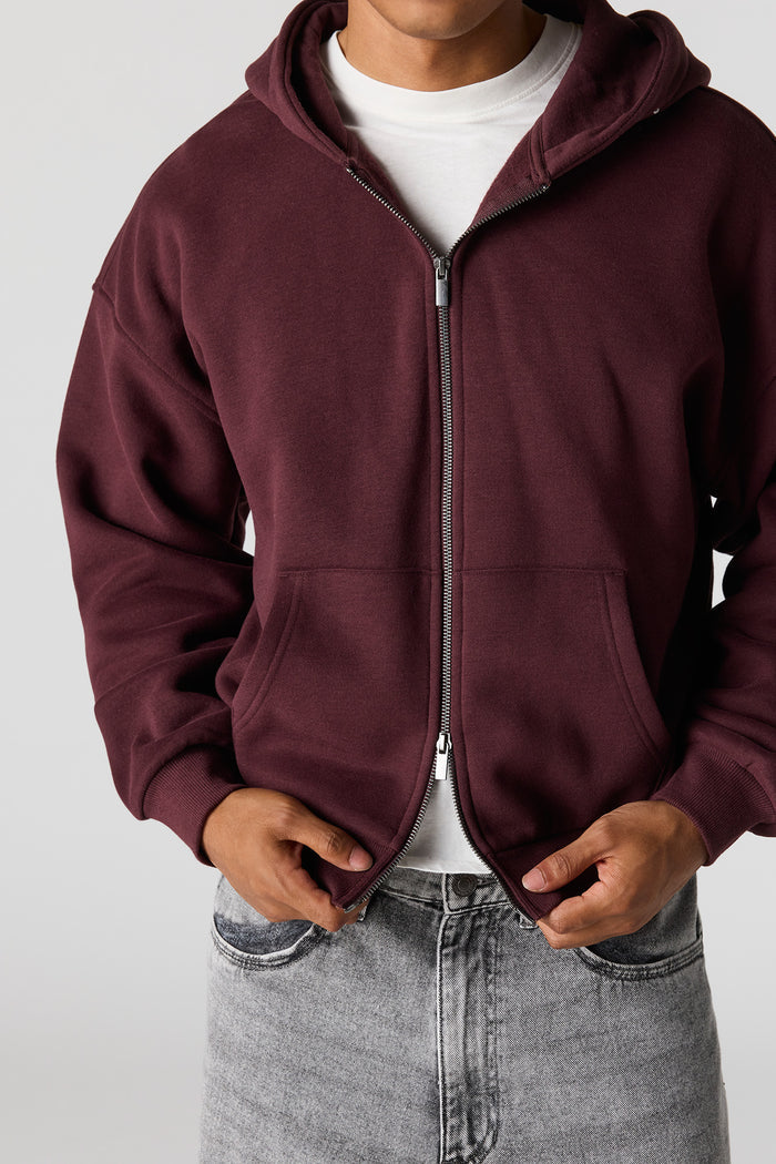2-Way Zip-Up Boxy Fleece Hoodie