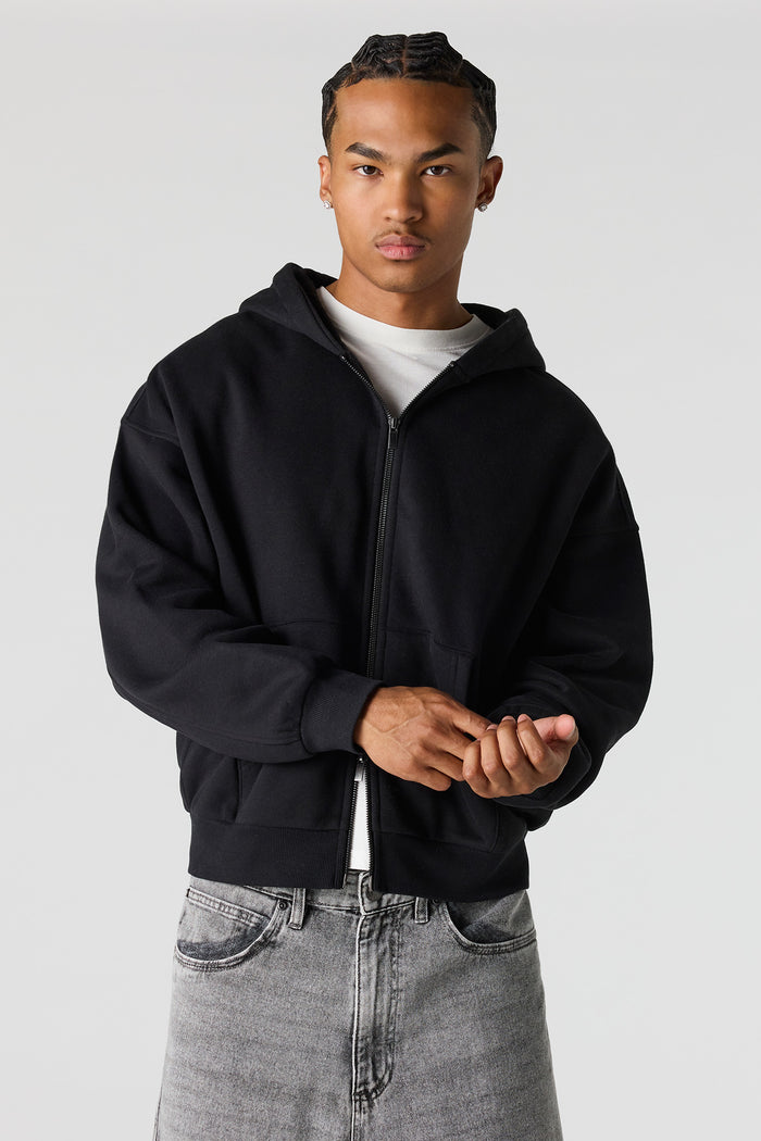2-Way Zip-Up Boxy Fleece Hoodie