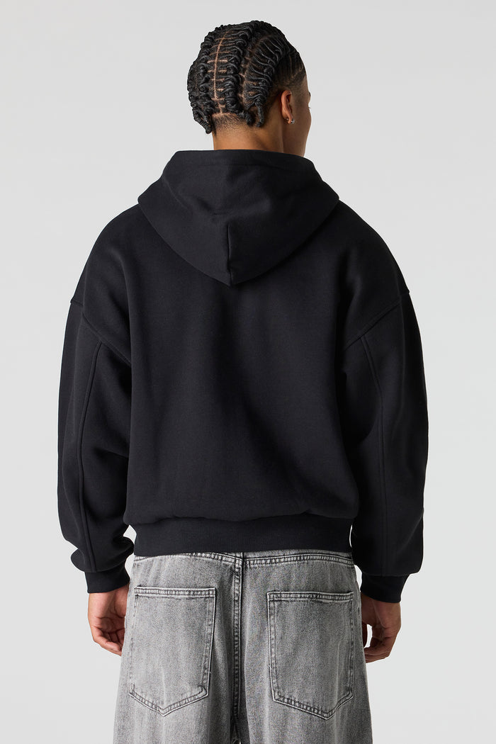 2-Way Zip-Up Boxy Fleece Hoodie