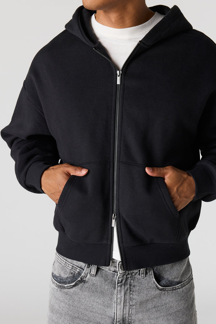 2-Way Zip-Up Boxy Fleece Hoodie