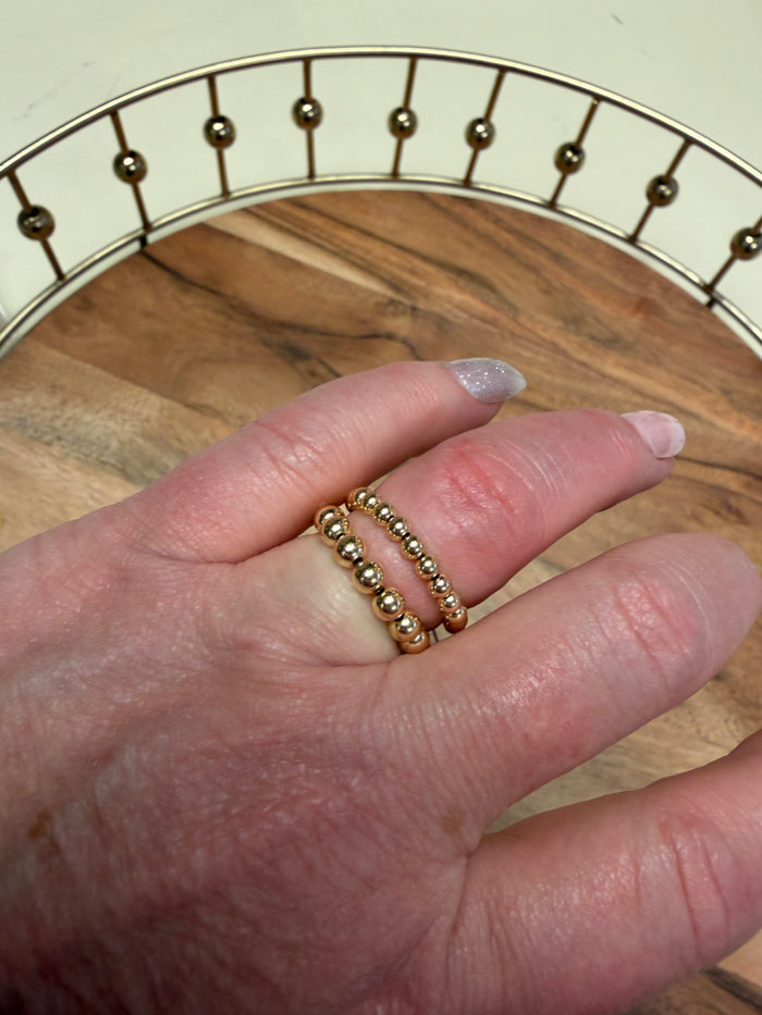 Gold filled beaded ring from Lula 'n' Lee featuring a detailed beaded design on a sleek band.