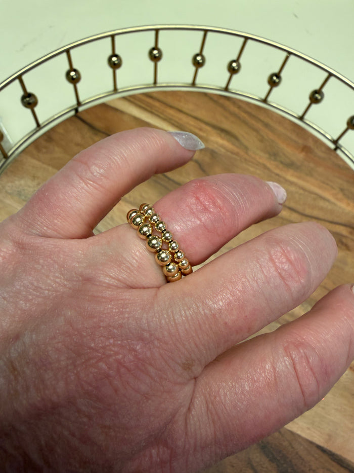 Gold filled beaded ring by Lula 'n' Lee featuring a delicate beaded design on a sleek band.