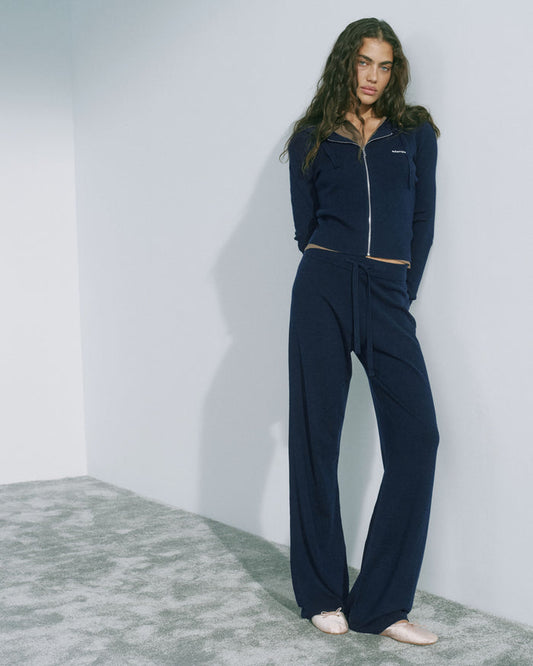 Adanola Knit Straight Leg Trousers - Navy Blue