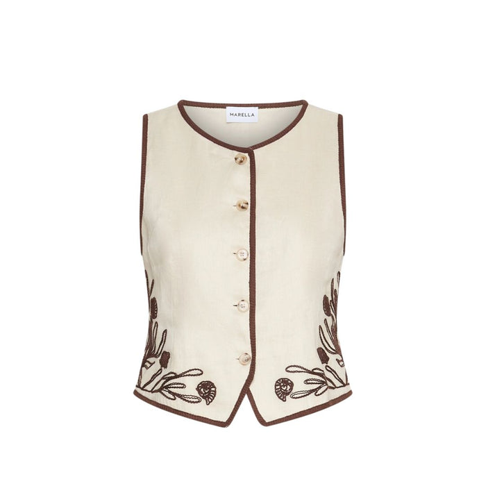 Aerovia Embroidered Linen Womens Waistcoat 2613151012200