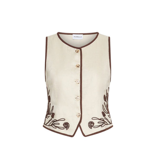 Aerovia Embroidered Linen Womens Waistcoat 2613151012200