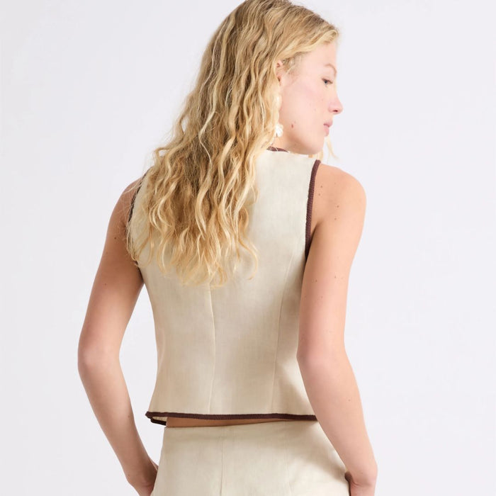 Aerovia Embroidered Linen Womens Waistcoat 2613151012200