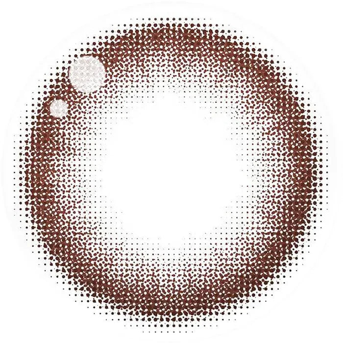 Design of the Ann365 JUST Choco prescription colour contact lens dailies from Eyecandys on a white background, showing the fine pixel detail and enlarging limbal ring.