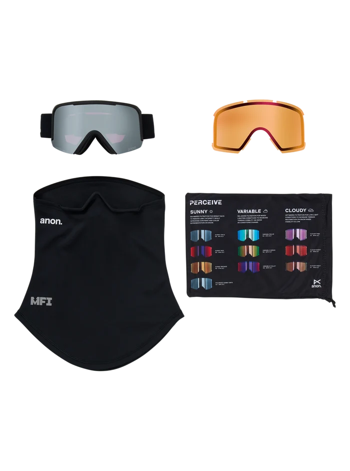 Product image of Anon Nesa Goggles + Bonus Lens + MFI® Face Mask[Variant:Frame: Smoke, Lens: Perceive Sunny Onyx (6% / S4), Spare Lens: Perceive Cloudy Burst (59% / S1)]