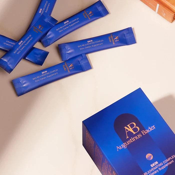 Augustinus Bader Skin Rejuvenating Complex daily dietary supplement sachets and box