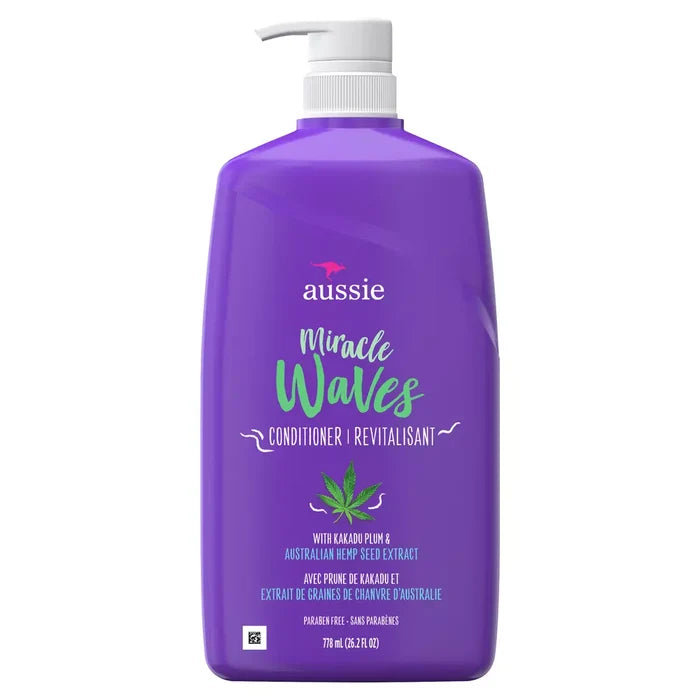 AUSSIE Miracle Waves Anti-Frizz With Hemp Seed Oil Conditioner بلسم أوسي بزيت بذور القنب